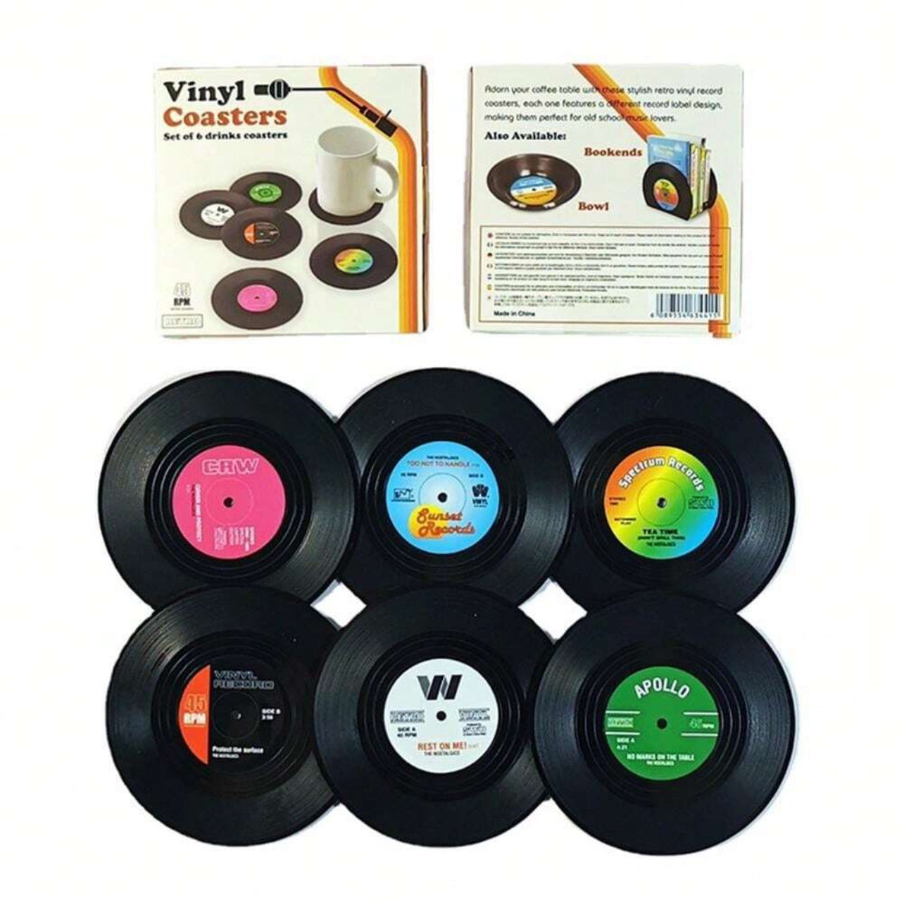 Conjunto 6 Porta-Copos Vintage Vinil