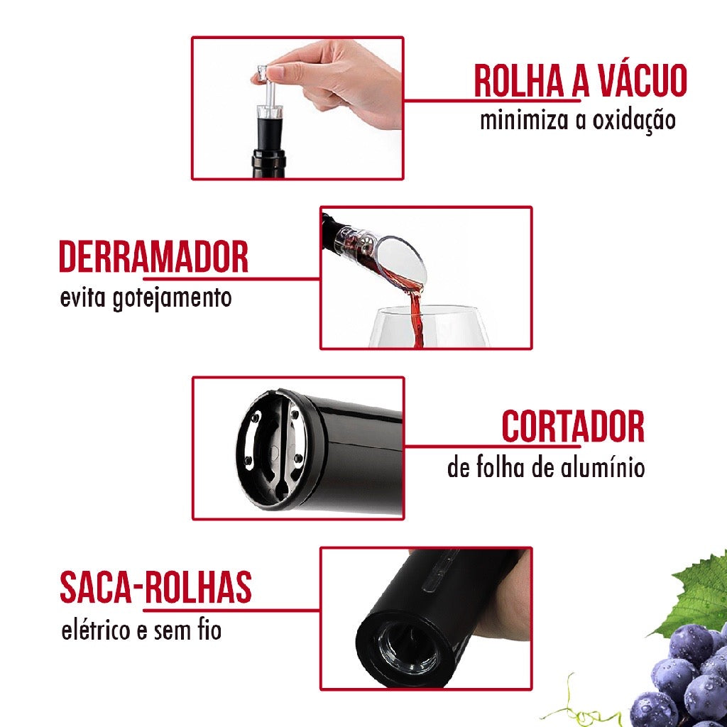 Abridor de Vinhos Automático + Brindes