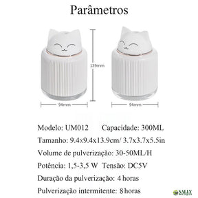 Umidificador/ Aromatizador com 2 luzes Gatinho