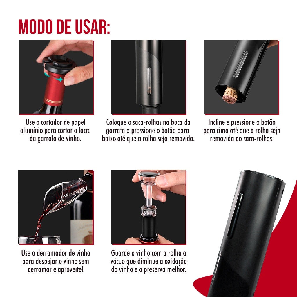 Abridor de Vinhos Automático + Brindes