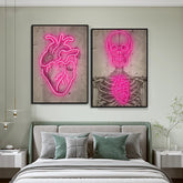 Quadro decorativo 2 peça Rosa neon - Casa Tauri