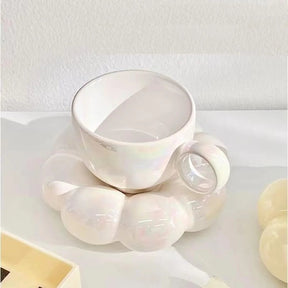 Simple Sunflower Coffee Mug Set Office Home Macaroon Series Coffee Ceramic Cups and Saucers Pink Pearl White Creative Cute Cup - Casa Tauri